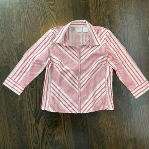Vintage Y2K Worthington Petite Blouse - Pink Stripe - 12 Petite